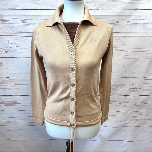 Vintage Givenchy GG Mid Century Mod MCM Track Polo Jacket Cardigan Sweater - Picture 3 of 10